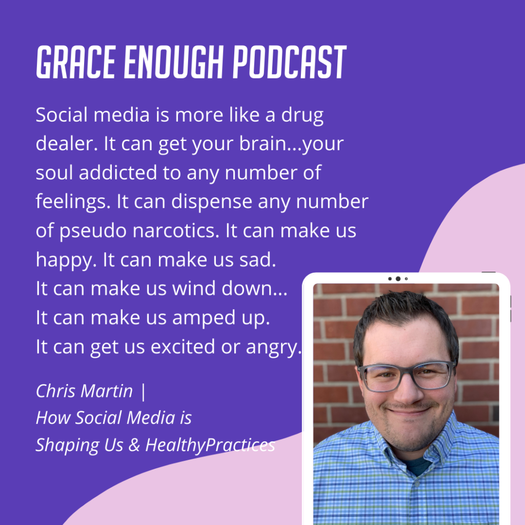 Social media is more like a drug dealer. It can get your brain...your soul addicted to any number of feelings. It can dispense any number of pseudo narcotics. It can make us happy. It can make us sad. It can make us wind down... It can make us amped up. It can get us excited or angry.